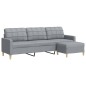 vidaXL 3-Sitzer-Sofa mit Hocker Hellgrau 210 cm Stoff vidaXL 3-Sitzer-Sofa mit Hocker Hellgrau 210 cm Stoff