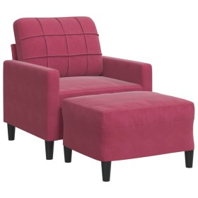 vidaXL Sessel mit Hocker Weinrot 60 cm Samt