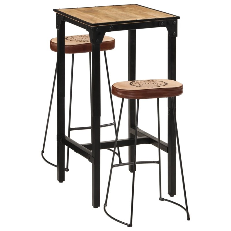 vidaXL 3-tlg. Bar-Set Raues Mangoholz und Metall vidaXL 3-tlg. Bar-Set Raues Mangoholz und Metall
