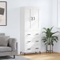 Highboard Hochglanz-Weiß 69,5x34x180 cm Holzwerkstoff Highboard Hochglanz-Weiß 69,5x34x180 cm Holzwerkstoff