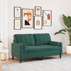 vidaXL 2-Sitzer-Sofa mit Zierkissen Dunkelgrün 140 cm Samt