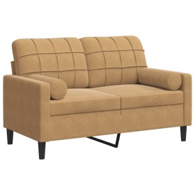 vidaXL 2-Sitzer-Sofa mit Zierkissen Braun 120 cm Samt
