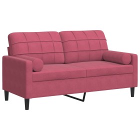 vidaXL 2-Sitzer-Sofa mit Zierkissen Weinrot 140 cm Samt