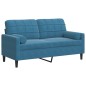vidaXL 2-Sitzer-Sofa mit Zierkissen Blau 140 cm Samt vidaXL 2-Sitzer-Sofa mit Zierkissen Blau 140 cm Samt