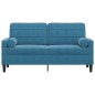 vidaXL 2-Sitzer-Sofa mit Zierkissen Blau 140 cm Samt vidaXL 2-Sitzer-Sofa mit Zierkissen Blau 140 cm Samt