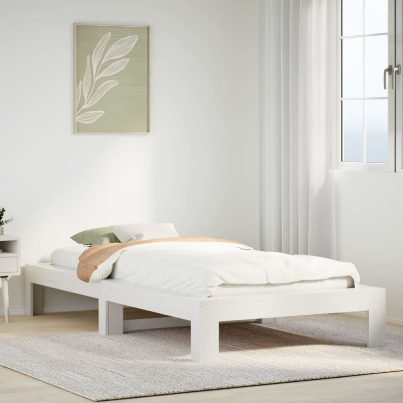 vidaXL Massivholzbett ohne Matratze Weiß 75x190 cm Kiefernholz vidaXL Massivholzbett ohne Matratze Weiß 75x190 cm Kiefernholz