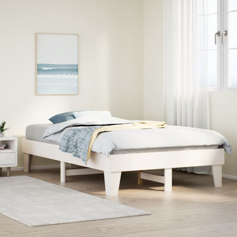 vidaXL Massivholzbett ohne Matratze Weiß 120x190 cm Kiefernholz vidaXL Massivholzbett ohne Matratze Weiß 120x190 cm Kiefernholz