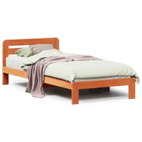 vidaXL Massivholzbett ohne Matratze Wachsbraun 90x200 Kiefernholz