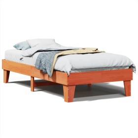 vidaXL Massivholzbett ohne Matratze Wachsbraun 75x190 cm Kiefernholz