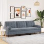 vidaXL Sofa 3-Sitzer mit Zierkissen Dunkelgrau 210 cm Samt vidaXL Sofa 3-Sitzer mit Zierkissen Dunkelgrau 210 cm Samt