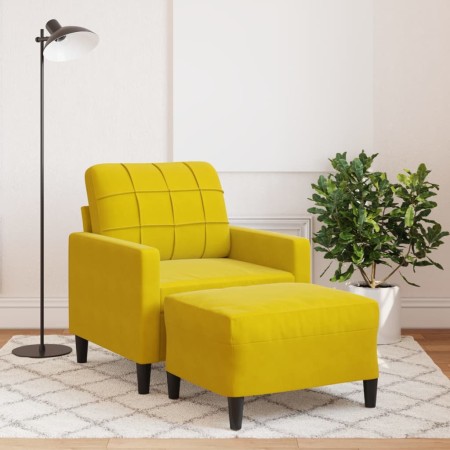 vidaXL Sessel mit Hocker Gelb 60 cm Samt
