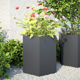vidaXL Pflanzkübel 2 Stk. Anthrazit Sechseckig 46x40x45 Stahl