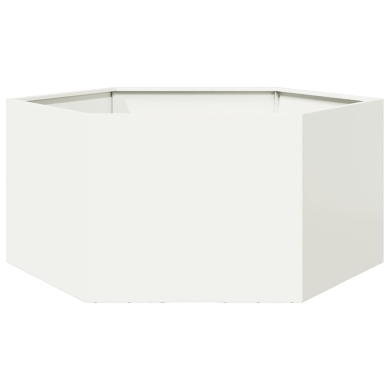 vidaXL Pflanzkübel Weiß Sechseckig 104x90x45 Stahl vidaXL Pflanzkübel Weiß Sechseckig 104x90x45 Stahl