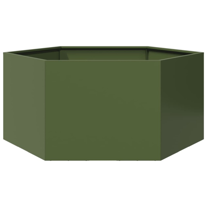 vidaXL Pflanzkübel Olivgrün Sechseckig 104x90x45 Stahl vidaXL Pflanzkübel Olivgrün Sechseckig 104x90x45 Stahl