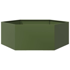vidaXL Pflanzkübel Olivgrün Sechseckig 138x120x45 Stahl