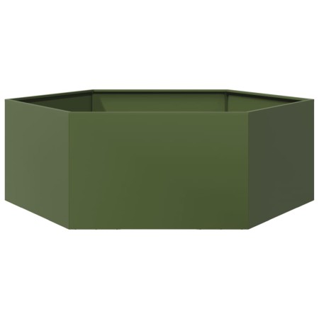 vidaXL Pflanzkübel Olivgrün Sechseckig 138x120x45 Stahl