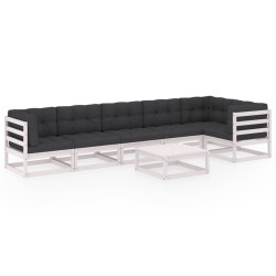 7-tlg. Garten-Lounge-Set mit Kissen Kiefer Massivholz