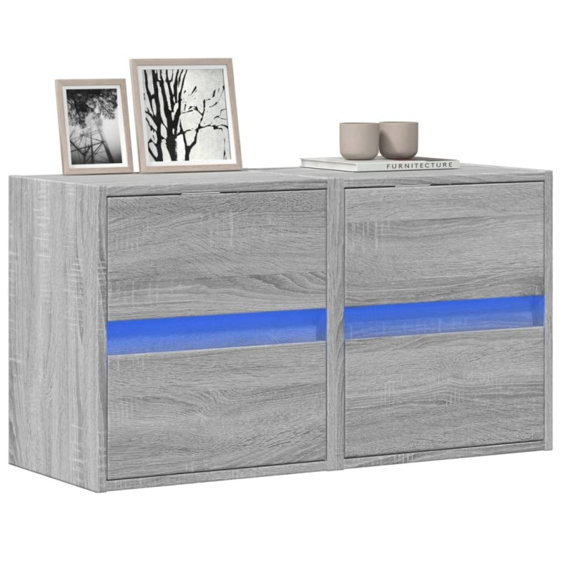 vidaXL TV-Wandschränke LED-Beleuchtung 2 Stk. Grau Sonoma 41x31x45 cm vidaXL TV-Wandschränke LED-Beleuchtung 2 Stk. Grau Sonoma 41x31x45 cm