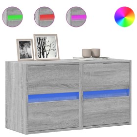 vidaXL TV-Wandschränke LED-Beleuchtung 2 Stk. Grau Sonoma 41x31x45 cm