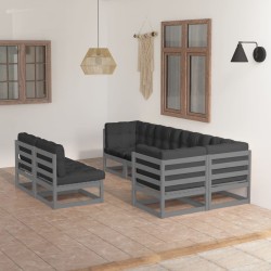 7-tlg. Garten-Lounge-Set mit Kissen Kiefer Massivholz