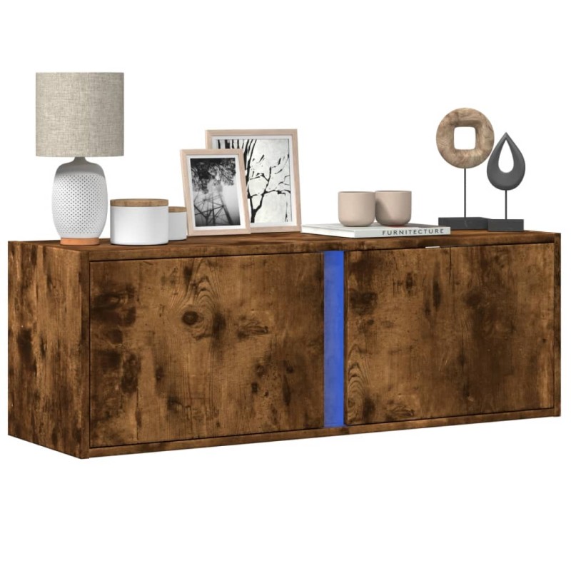 vidaXL TV-Wandschrank mit LED-Beleuchtung Räuchereiche 100x31x35 cm vidaXL TV-Wandschrank mit LED-Beleuchtung Räuchereiche 100x31x35 cm