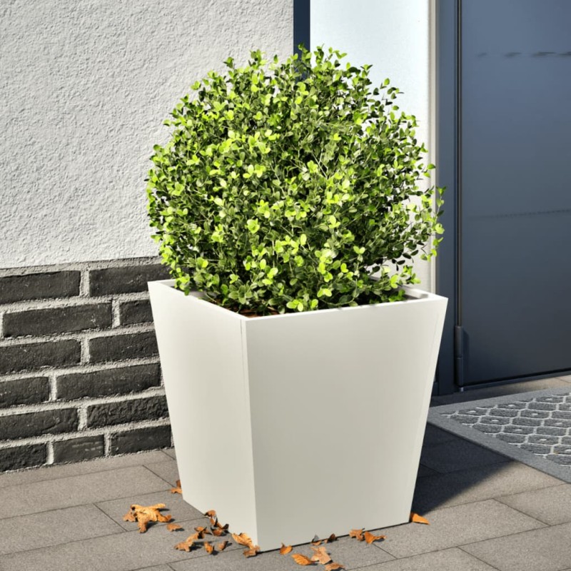 vidaXL Pflanzkübel Weiß 40x40x40 cm Stahl vidaXL Pflanzkübel Weiß 40x40x40 cm Stahl