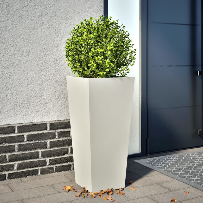 vidaXL Pflanzkübel Weiß 35x35x75 cm Stahl vidaXL Pflanzkübel Weiß 35x35x75 cm Stahl