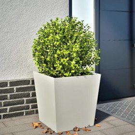 vidaXL Pflanzkübel Weiß 50x50x50 cm Stahl