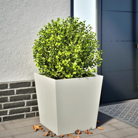 vidaXL Pflanzkübel Weiß 50x50x50 cm Stahl