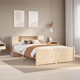 vidaXL Massivholzbett mit Regal ohne Matratze 150x200 cm Kiefer