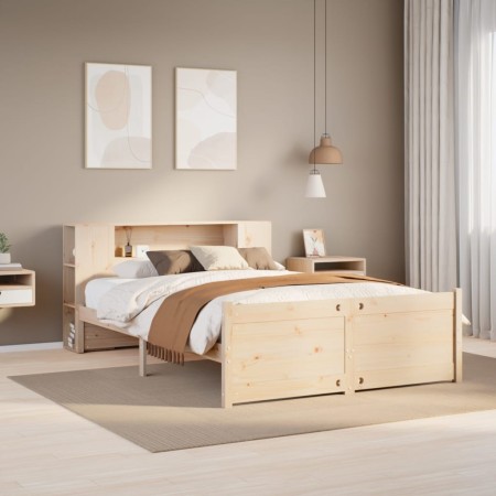 vidaXL Massivholzbett mit Regal ohne Matratze 150x200 cm Kiefer