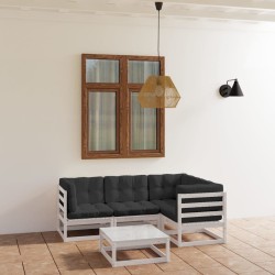 5-tlg. Garten-Lounge-Set mit Kissen Kiefer Massivholz