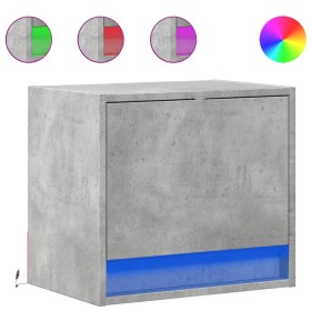 vidaXL Wand-Nachttisch mit LED-Leuchten Betongrau