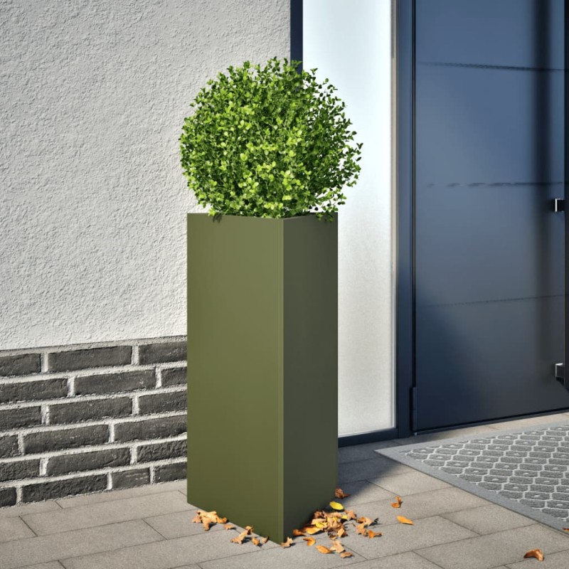 vidaXL Pflanzkübel 2 Stk. Olivgrün Dreieckig 40x34,5x70 cm Stahl vidaXL Pflanzkübel 2 Stk. Olivgrün Dreieckig 40x34,5x70 cm Stahl