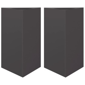 vidaXL Pflanzkübel 2 Stk. Schwarz Dreieckig 50x43x75 cm Stahl