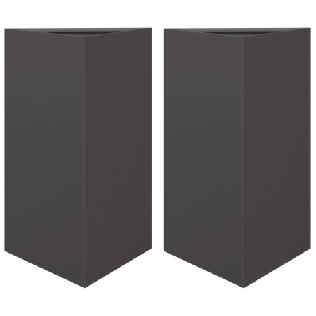 vidaXL Pflanzkübel 2 Stk. Schwarz Dreieckig 50x43x75 cm Stahl