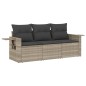 vidaXL 3-tlg. Garten-Sofagarnitur mit Kissen Hellgrau Poly Rattan vidaXL 3-tlg. Garten-Sofagarnitur mit Kissen Hellgrau Poly Rattan