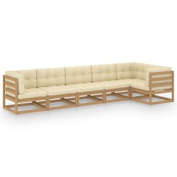 6-tlg. Garten-Lounge-Set mit Kissen Kiefer Massivholz