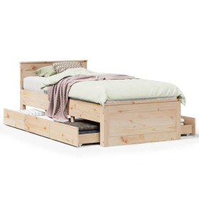 vidaXL Massivholzbett ohne Matratze mit Kopfteil 90x200 cm Kiefernholz