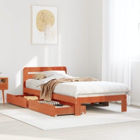 vidaXL Massivholzbett ohne Matratze Wachsbraun 75x190 cm Kiefernholz