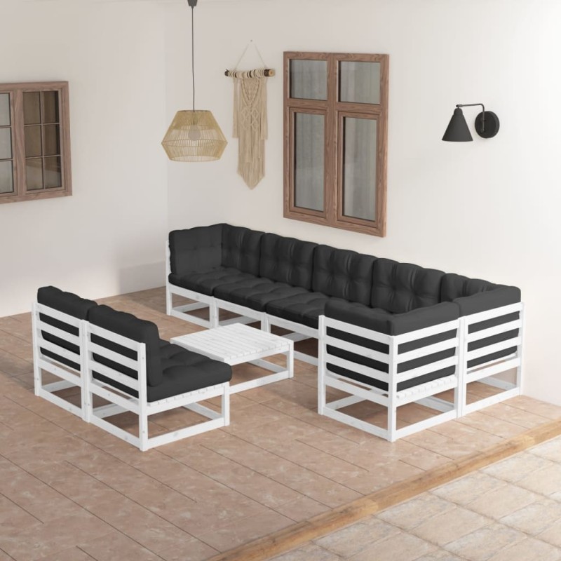 vidaXL 9-tlg. Garten-Lounge-Set mit Kissen Massivholz Kiefer vidaXL 9-tlg. Garten-Lounge-Set mit Kissen Massivholz Kiefer