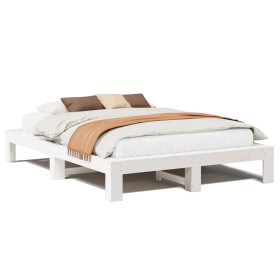 vidaXL Massivholzbett ohne Matratze Weiß 150x200 cm Kiefernholz