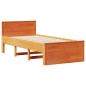 vidaXL Massivholzbett ohne Matratze mit Kopfteil 90x200 cm Wachsbraun vidaXL Massivholzbett ohne Matratze mit Kopfteil 90x200 cm Wachsbraun