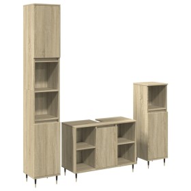 vidaXL 3-tlg. Badmöbel-Set Sonoma-Eiche Holzwerkstoff