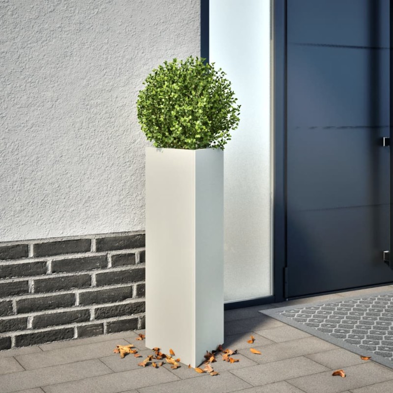vidaXL Pflanzkübel Weiß Dreieckig 30x26x75 cm Stahl vidaXL Pflanzkübel Weiß Dreieckig 30x26x75 cm Stahl