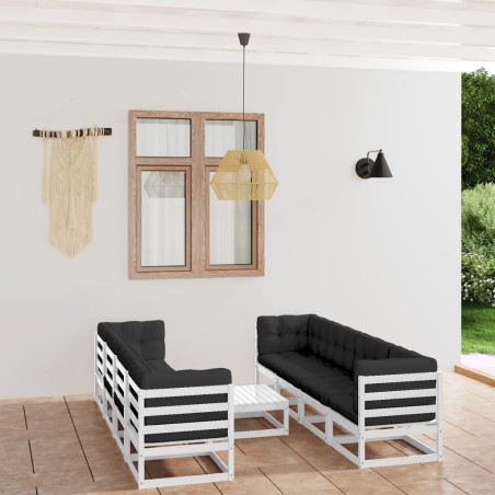 vidaXL 9-tlg. Garten-Lounge-Set mit Kissen Kiefer Massivholz
