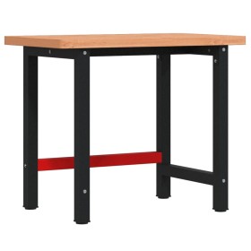 vidaXL Werkbank 100x60x83 cm Massivholz Buche Rechteckig