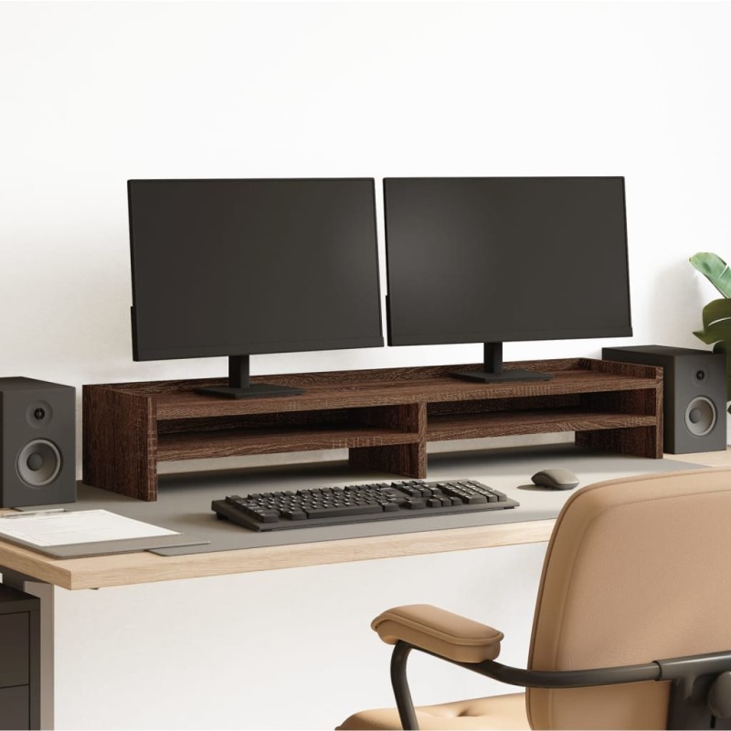 vidaXL Monitorständer Braun Eichen-Optik 100x24x16 cm Holzwerkstoff vidaXL Monitorständer Braun Eichen-Optik 100x24x16 cm Holzwerkstoff