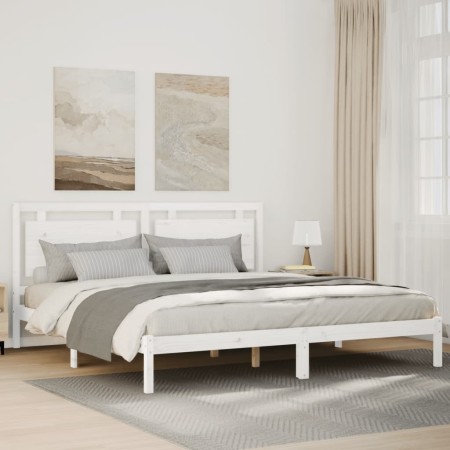 vidaXL Massivholzbett Extra Lang ohne Matratze Weiß 180x210 cm
