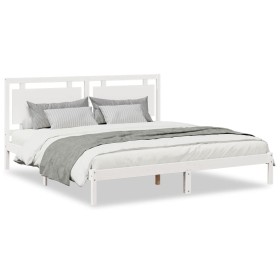 vidaXL Massivholzbett Extra Lang ohne Matratze Weiß 180x210 cm